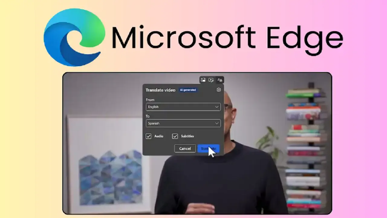 Microsoft Edge vaizdo įrašų vertimas realiuoju laiku
