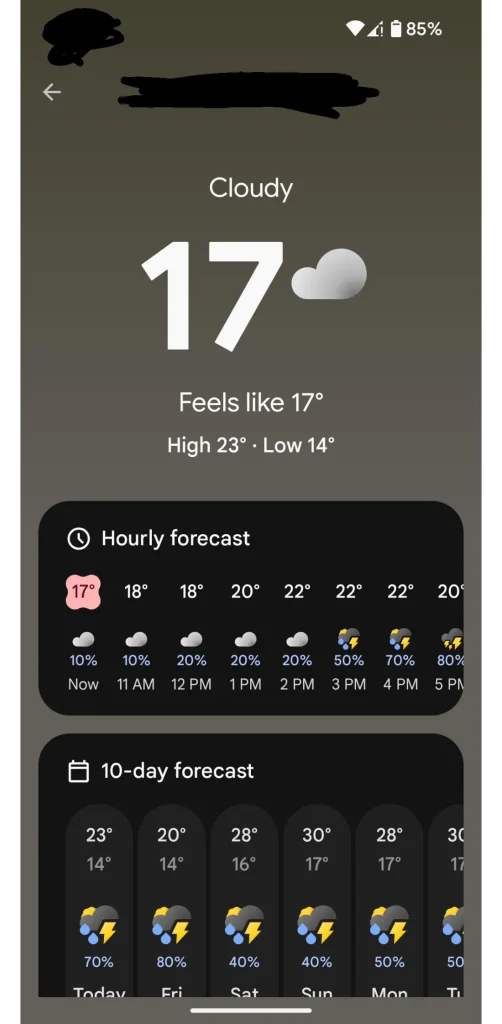 Pixel 9 „Pixel Weather“