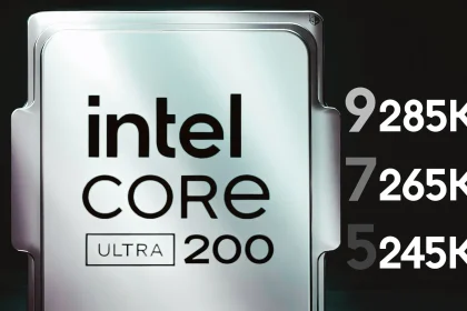 Intel Core Ultra 200 lustas su našumo rodikliais: 9 - 285K, 7 - 265K, 5 - 245K. Naujos kartos procesorius.