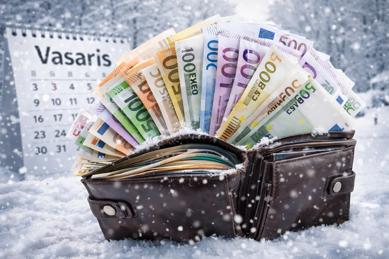 Piniginė pilna pinigų / DI nuotr.