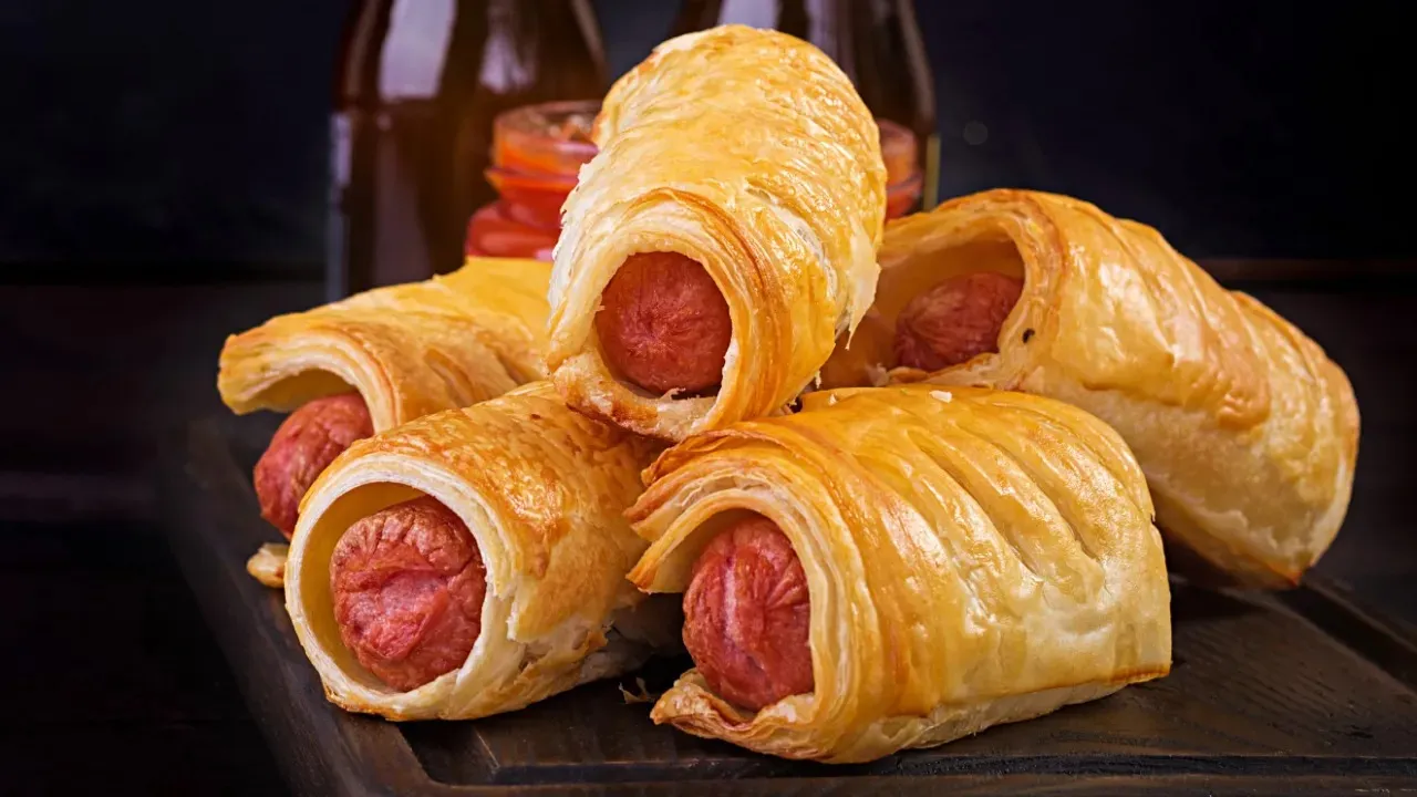 Dešrelės įviniotos į tešlą