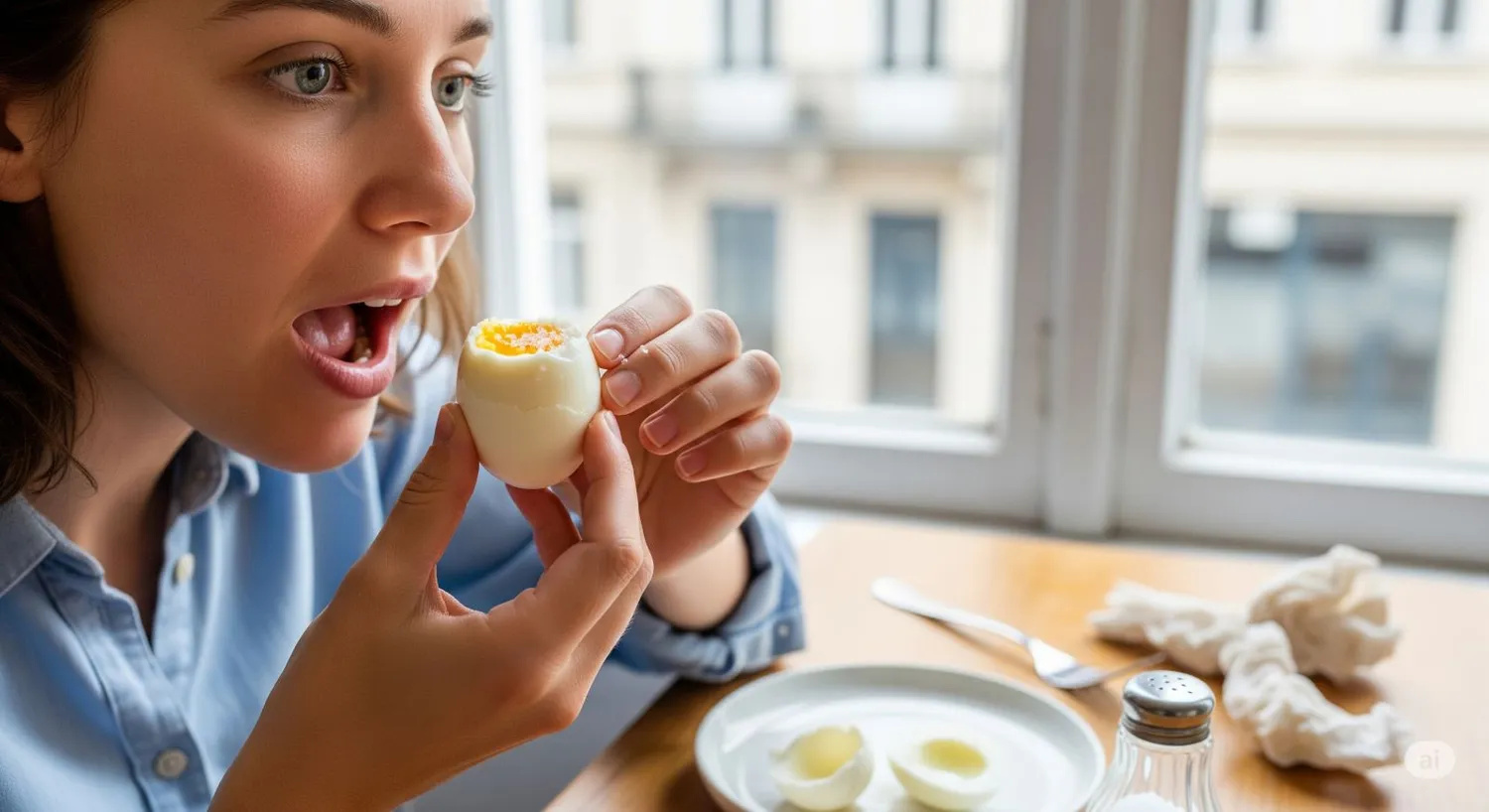 Kietai virto kiaušinio valgymas / DI nuotr.