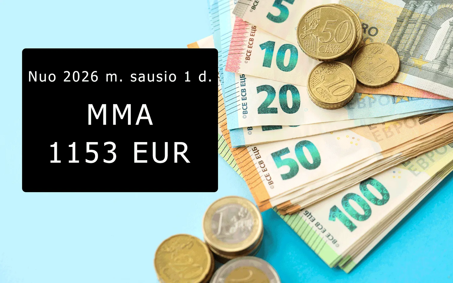 Minimali mėnesinė alga nuo 2026